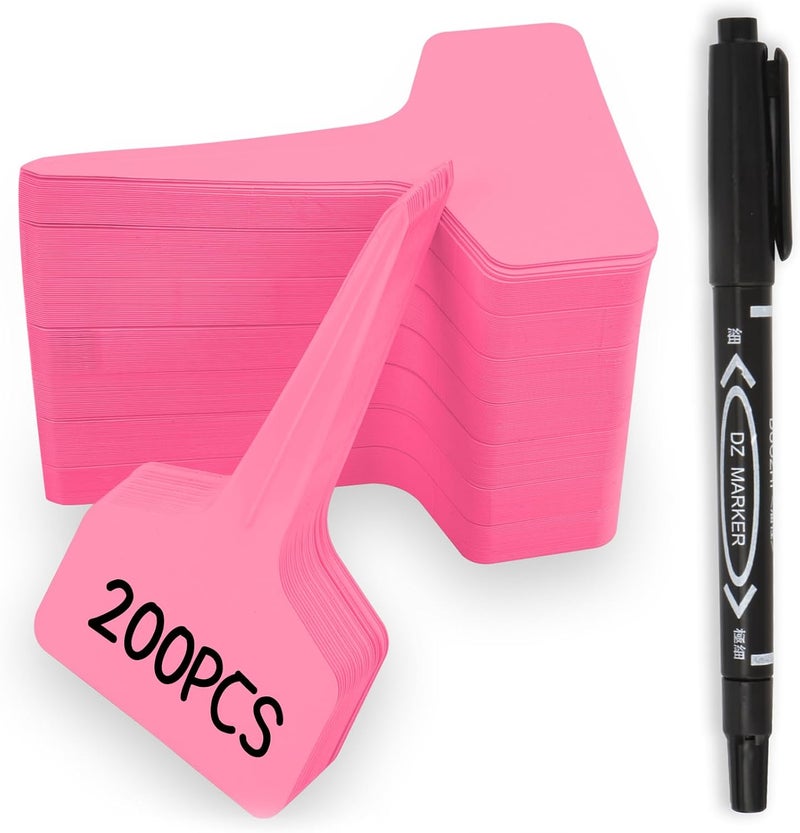 Bluckincle 200pcs Plant Labels,Plant Name Tags,Pink Plant Markers,Gardening Supplies,Garden Labels Outdoor Waterproof,Garden Markers,Plastic Plant Labels for Seedlings,Greenhouse Accessories,Plant Nursery - Image 1